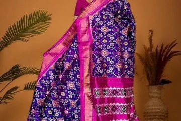 Pochampally Ikkat Silk Purple Pink Sari